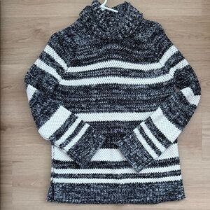 LOFT Black and White Cowl Neck Sweater